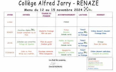 MENU DE LA SEMAINE